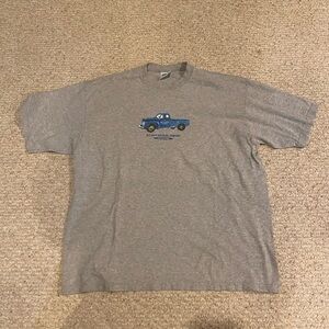 Vintage Blue Car Graphic Old Navy Gray T-Shirt. Size Large. 90s.